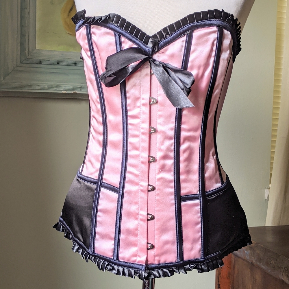 Gorgeous Pink Satin Corset M NWT